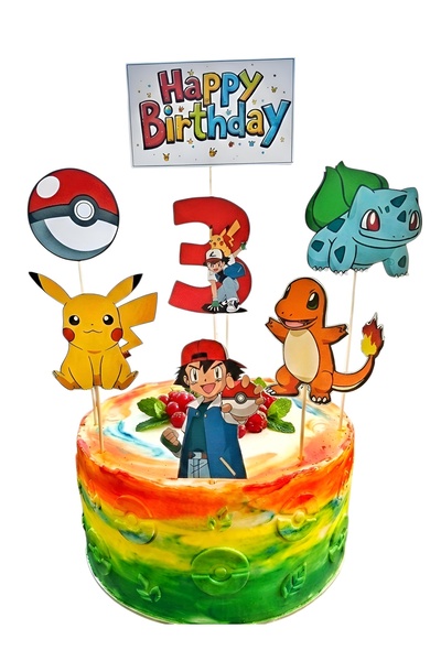 telaşe memuru Pokemon cake topper and pokemon 3rd birthday theme - thick pape...