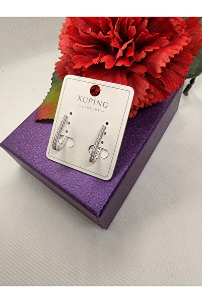 XUPING JEWELRY Jeweler's Series Zircon Stone Drop Hoop Steel Earrings