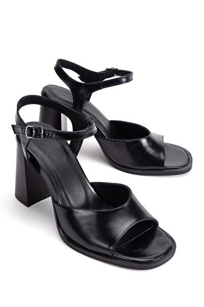 PASSAGE SHOES Γυναικεία Ψηλοτάκουνα Σανδάλια από Γνήσιο Δέρμα 6351 ΜΑΥΡΟ