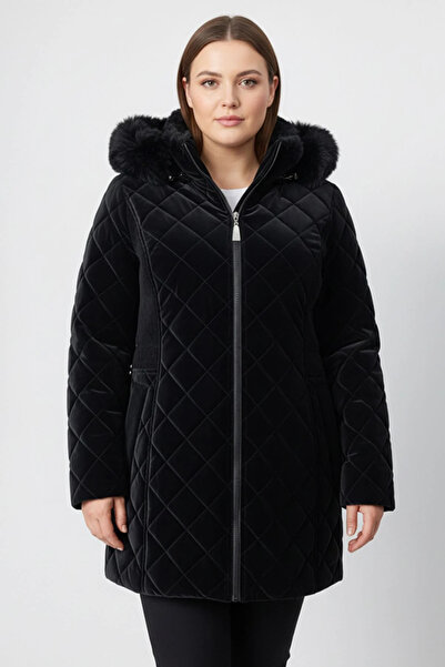 Ekol Yakası Kürklü Kapitone Şişme Kaban-6817