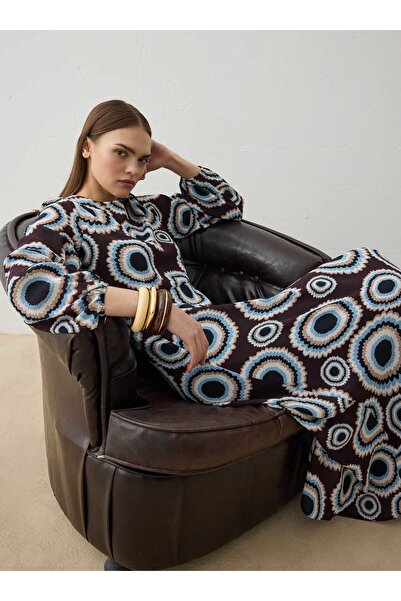 Refka Φόρεμα Τεσεττούρ - Καφέ με σχέδια -