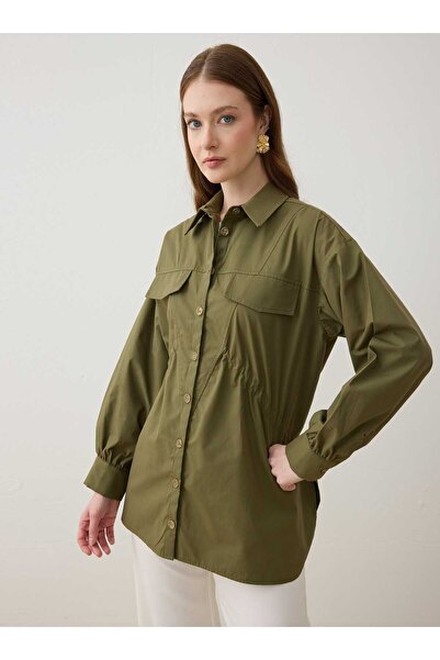 Refka Pocket Detailed Poplin Shirt - Khaki -
