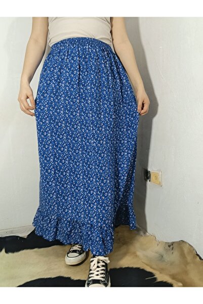 hoaryage Viscose Fabric Skirt with Elastic Waist and Single Layer Ruffles at ...