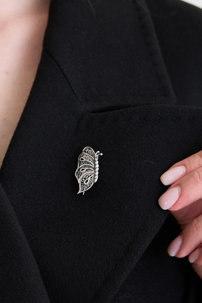 Ebrar Silver Gümüş Kelebek Broş 925 Ayar Gümüş Kelebek Figürlü Kadın Broş