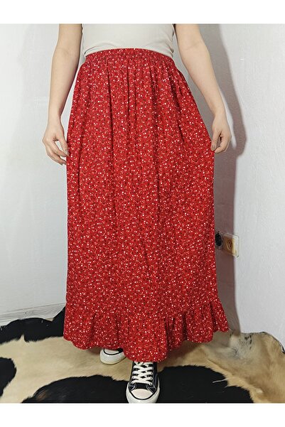 hoaryage Viscose Fabric Skirt with Elastic Waist and Single Layer Ruffles at ...