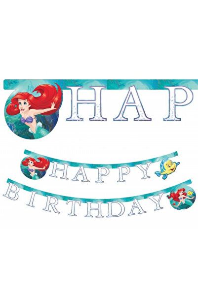 Disney Ghirlandă decorativă Prințesele Ariel Mica Sirenă, Banner La Mulți Ani...