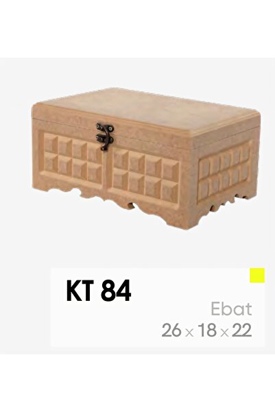 Eymen Hobi Kilitli Kabartmalı Ahşap Kutu Büyük Boy Boyanabilir MDF Takı Hediy...