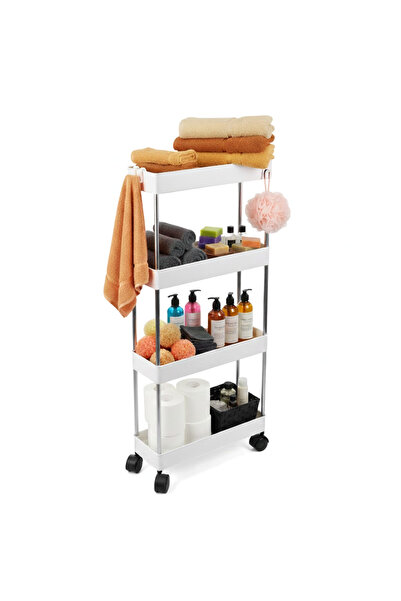 easyCTRL Mobile Storage Shelf for Kitchen/Bathroom, Modular on 4 Levels, 4 Wh...