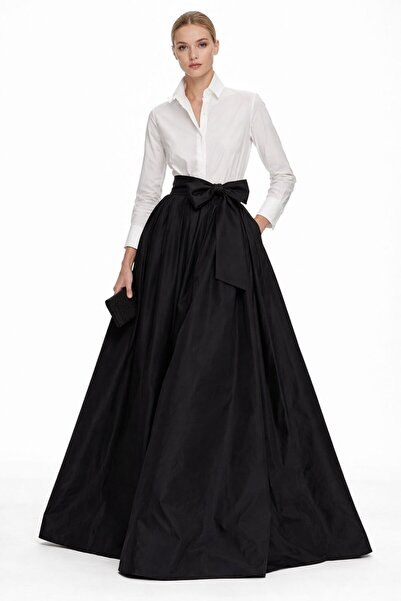 UNTIMELY Black Maxi Stylish Shirt Dress with Belt Detail