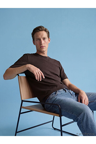 LC Waikiki Rmz Gi̇yi̇m Farkiyla Zero Roba Collar Combed Cotton Men's T-Shirt