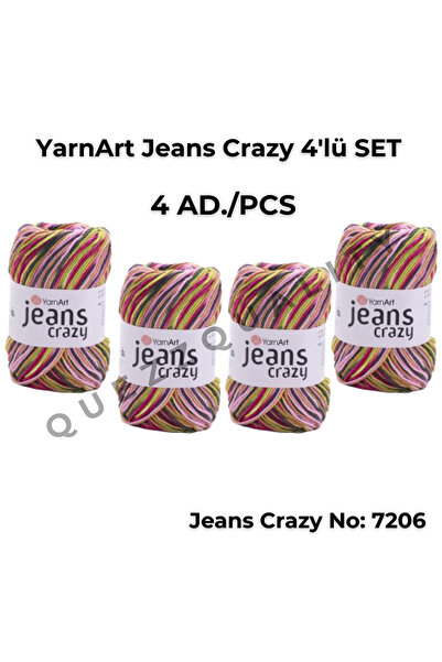 Yarnart Yarn Art Jeans Crazy El Örgü Ipi 7206 Punch Ipi Set de 4