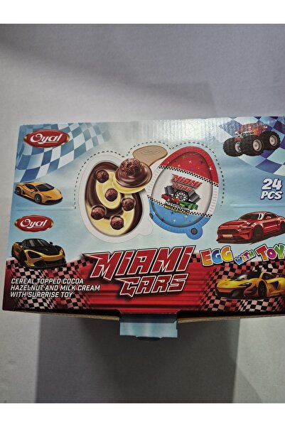 MİAMİ CARS YER FISTIKLI ÇİKOLATALI SÜPRİZ PLASTİK YUMURTA 24 ADET