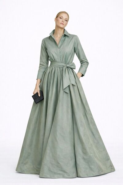 UNTIMELY Girdle Detailed Maxi Stylish Taffeta Shirt Dress