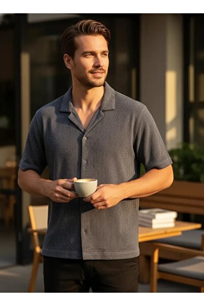 CANMODA Men's Textured Fabric Oil Premium Shirt - 2417