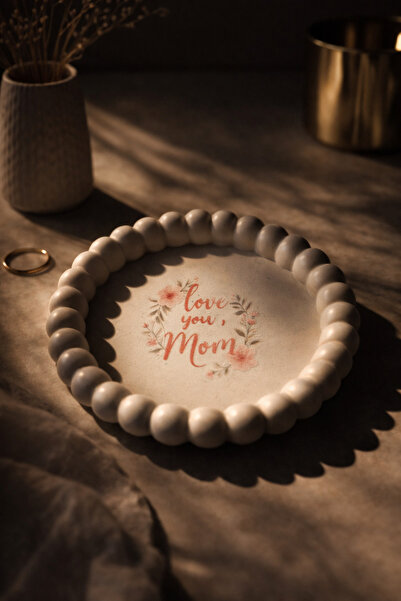 STYLUX Tavita ceramica handmade TE IUBESC MAMA, suport bijuterii, cadou pentru mama, decor minimalist