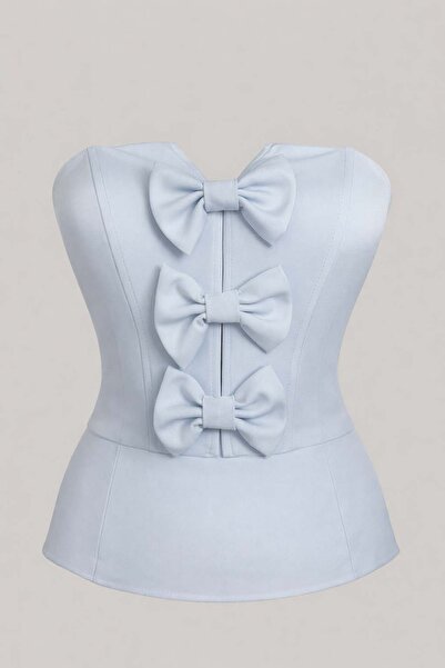 DANIELITE COUTURE Corset bleu cu funde decorative