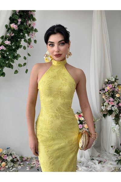 zoezoe Sona Boyun Bağlamalı Jakarlı Tül Elbise