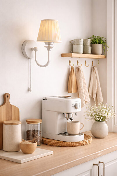 Limon 3D Desing White Wall Sconce |   Decorative Modern Bedside Lamp, Chain L...