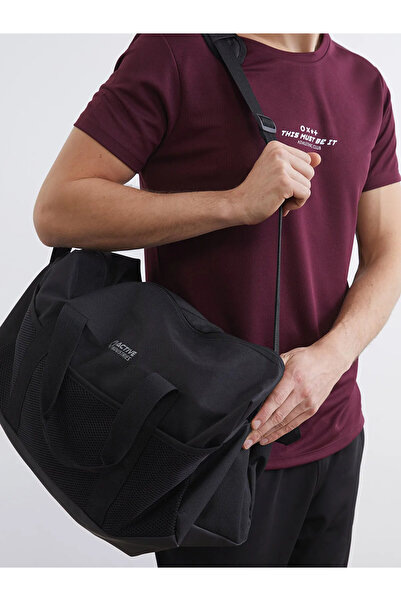 LC Waikiki Black Printed Men's Sports Bag - 46X33X22 cm