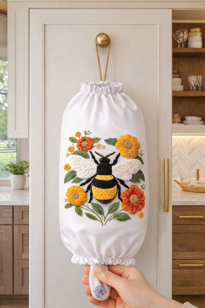 BUEMİ Poşetlik - Punch Desenli Dijital Baskılı Asılabilir Torba Saklama Organ...