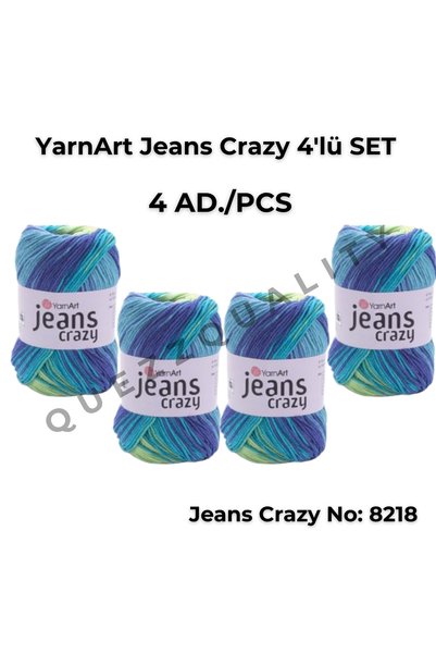 Yarnart Yarn Art Jeans Crazy El Örgü Ipi 8218 Punch Ipi 4'lü Set