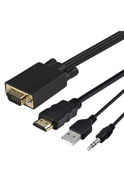 OEM Cablu adaptor VGA+JACK 3.5 mm - HDMI tata-mama 1.5m ADAPVGA-HDMI 1.5