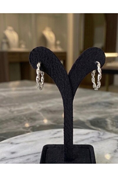 BEKLEMİN TAKILARI Women's Silver Color Tarnish Resistant Steel Twist Hoop Ear...