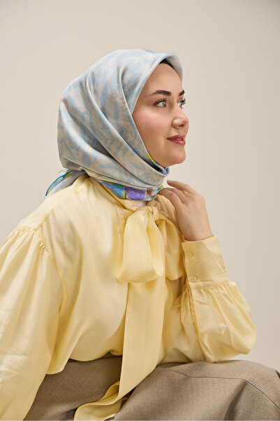 Silk Home Twill Silk Scarf 11511-04 Silver Baby Blue Purple