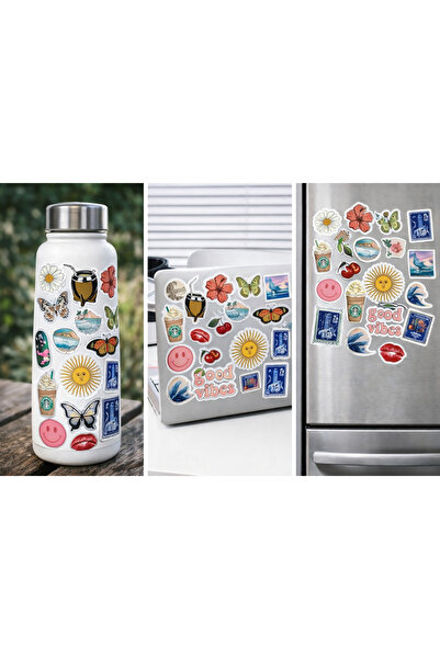 Limitless Design Good Vibes Sticker Poster 22X30 cm |   Boho, Floral, Butterf...