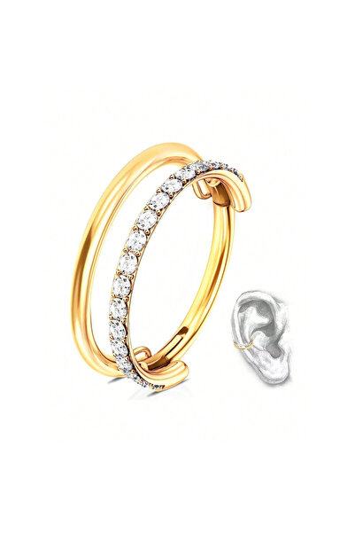 Choice Ears 16G 1.2x10mm Earrings D 1pcs Double-Hoop Cartilage Earring Diamon...