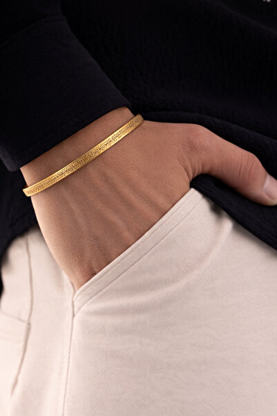 Nutly Accessories Ayetel Kürsi Bileklik Çelik Kelepçe Bileklik Kararmaz Pasla...