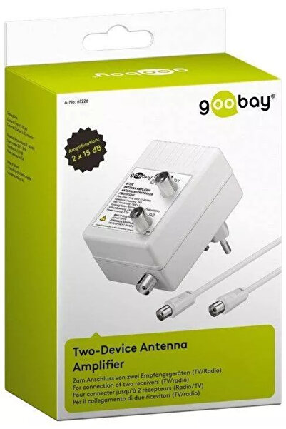 OEM Amplificator semnal TV/antenă DVB-T DVB-T2 DVB-C 2x 15dB Goobay