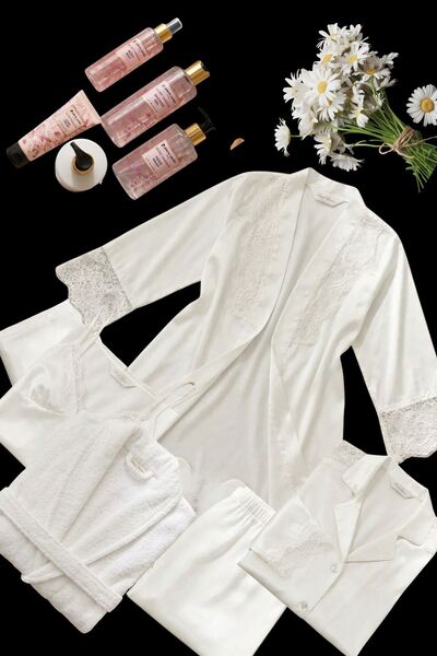 Pierre Cardin Saten Gecelik Takımı 6965 6 parça Bohça Çeyiz, Secret Paradise ...