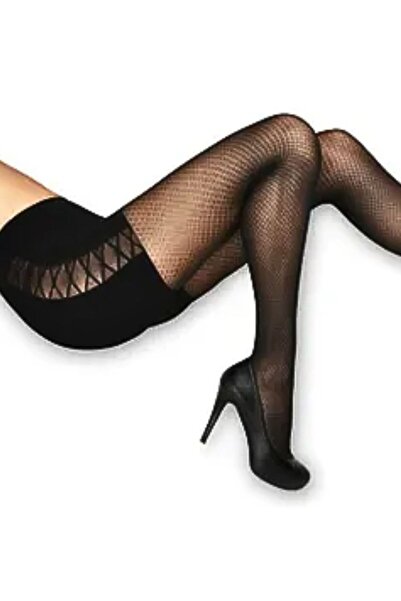 Penti Dres 30 DEN – Opac, Lucios, Imprimeu romburi, Culoare Negru