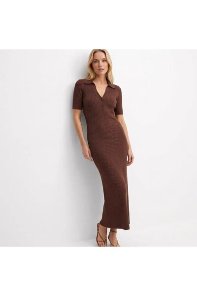 Park Karon Women's Polo Collar Button Detail Camisole Viscose Knitwear Dress ...