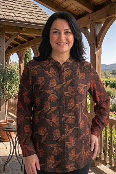 elma abone قميص نسائي كبير الحجم بأزرار من الفيسكون