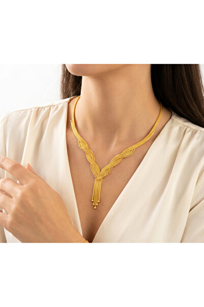 Çelikoğlu Kuyumculuk 8 AYAR ALTIN TAŞSIZ KAZAZİYE GERDANLIK 21,64 GR