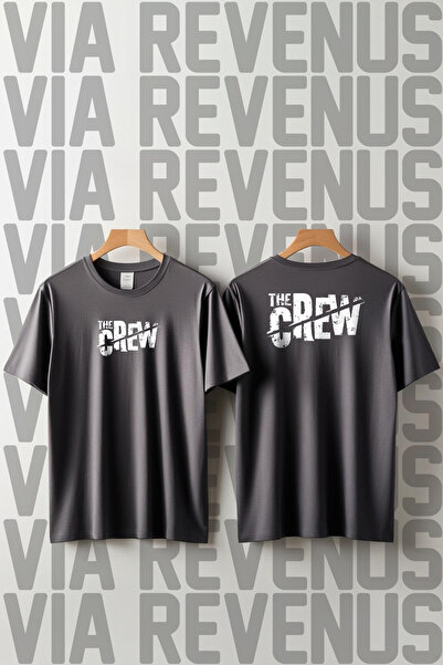 Vordevia The Crew Front and Back Printed Crew Neck Loose Fit 100% Cotton Unis...