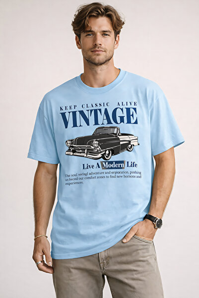 ArtYus Vintage Car Printed Unisex Oversize T-Shirt – Retro Vehicle Themed Gra...
