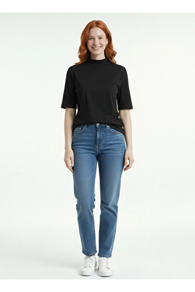 Neden Tekstil Women's Half Turtleneck Short Sleeve Blouse