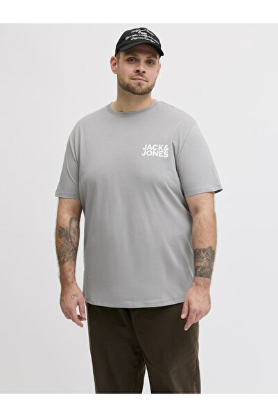 Jack & Jones Plus Tricou gri pentru bărbați cu logo Jjecorp Ss O-neck Noos Pl...