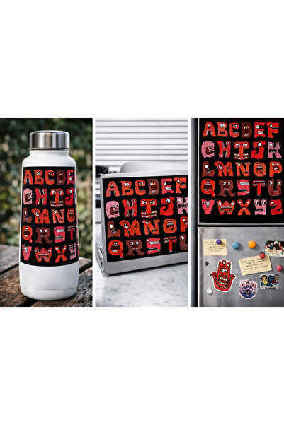 Limitless Design Dark Theme Monster Alphabet Poster 22X30 cm |   Red Monster ...