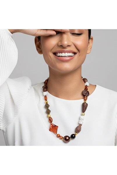 COCOSH TAKI Brown and gold detailed special design necklace.