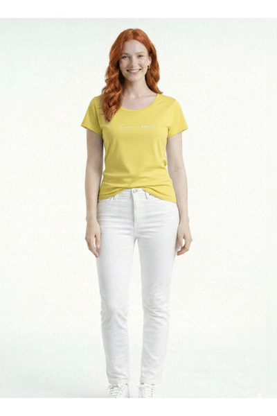 Neden Tekstil Γυναικείο κοντομάνικο μπλουζάκι με στρογγυλή λαιμόκοψη και στάμ...