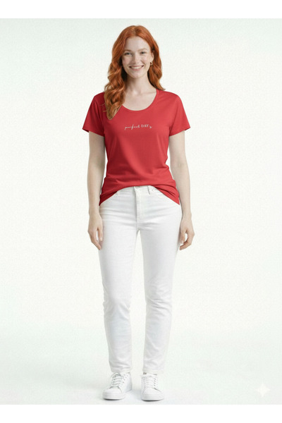 Neden Tekstil Γυναικείο T-Shirt με λαιμόκοψη ποδηλάτου και στάμπα Perfect Day