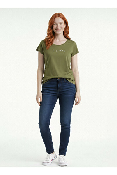 Neden Tekstil Women's Crew Neck Perfect Day Written T-Shirt