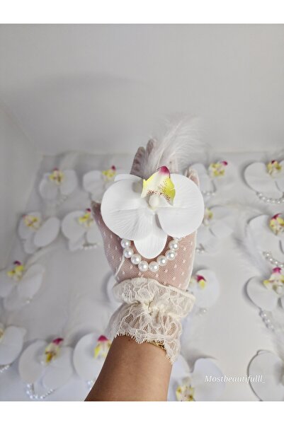 Orkide Çiçekli Nedime Bilekliği Adet Kına Gecesi Bekarlığa Veda Bride Hediyelik