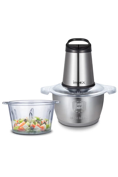 IMPEX FC 3222 2L 2in1 Food Chopper 350W Double Bowl Glass & SS 4 Blade 2 Spee...