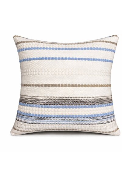 OEM Decorative Pillowcase, Textured Stripes Pattern, Blue and Brown - 45x45 cm