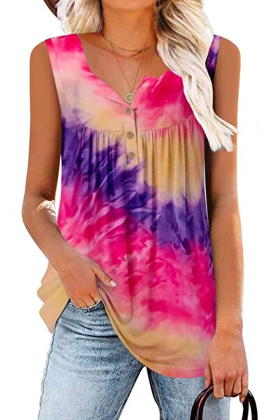 CZIMOO Purple Blouse Fit Flare Tunic Blouses Shirts for Women V-Neck Sleevele...